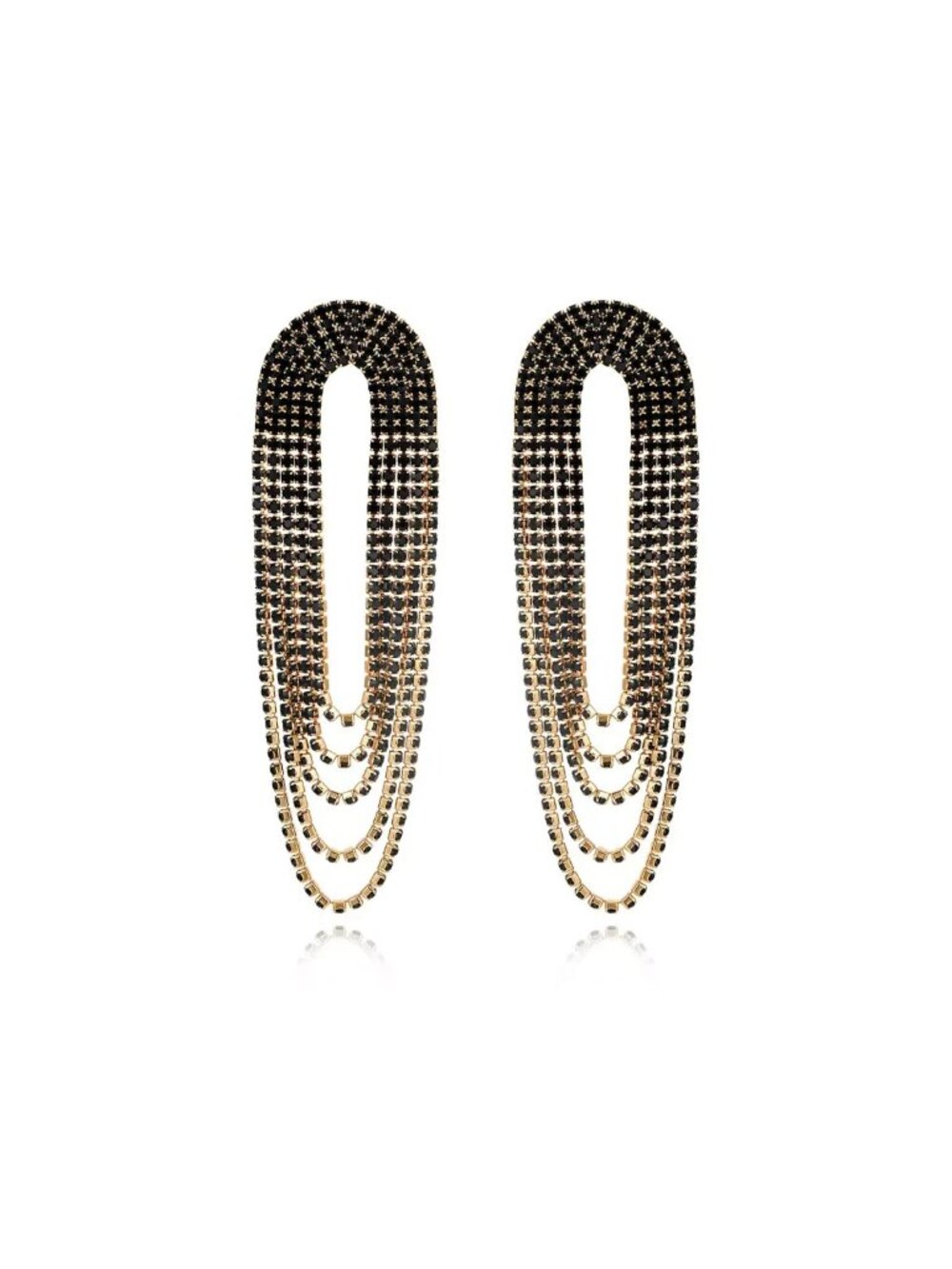 Ettika Glass Drape Fringe Earrings 18K Gold Plated Brass Sparkly Chandelier New